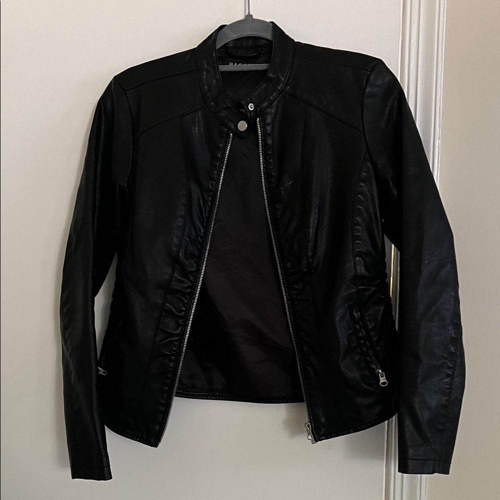 Baccini Black Leather Jacket for Women